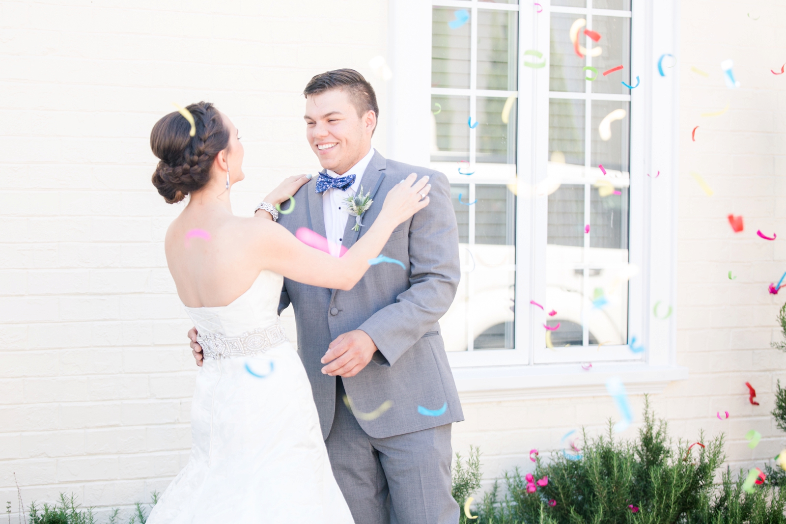 elegant dusty blue and pastel virginia beach wedding at VA MOCA photo
