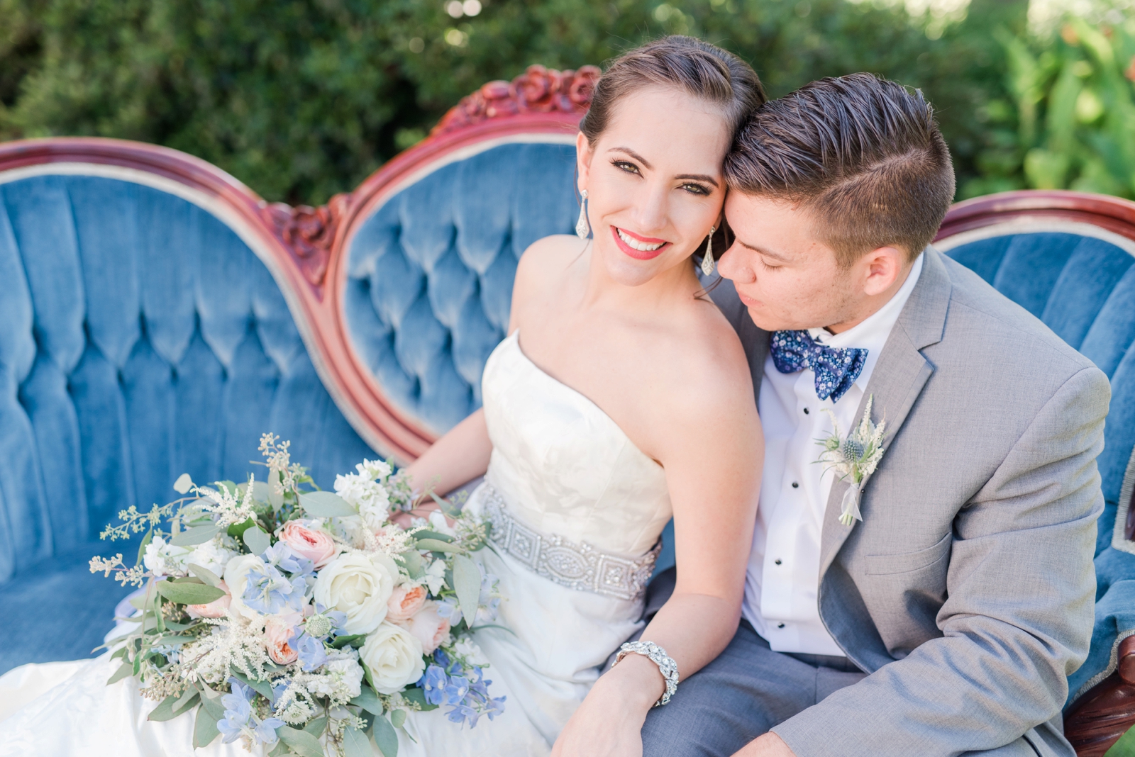 elegant dusty blue and pastel virginia beach wedding at VA MOCA photo