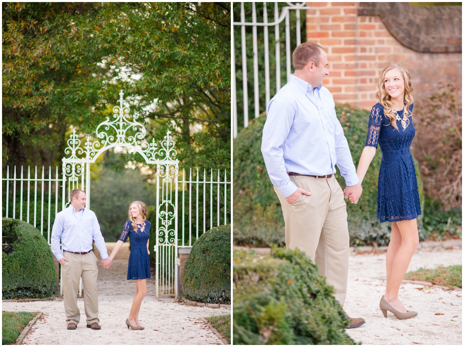 autumn fall leaves colonial williamsburg governor's palace engagement session