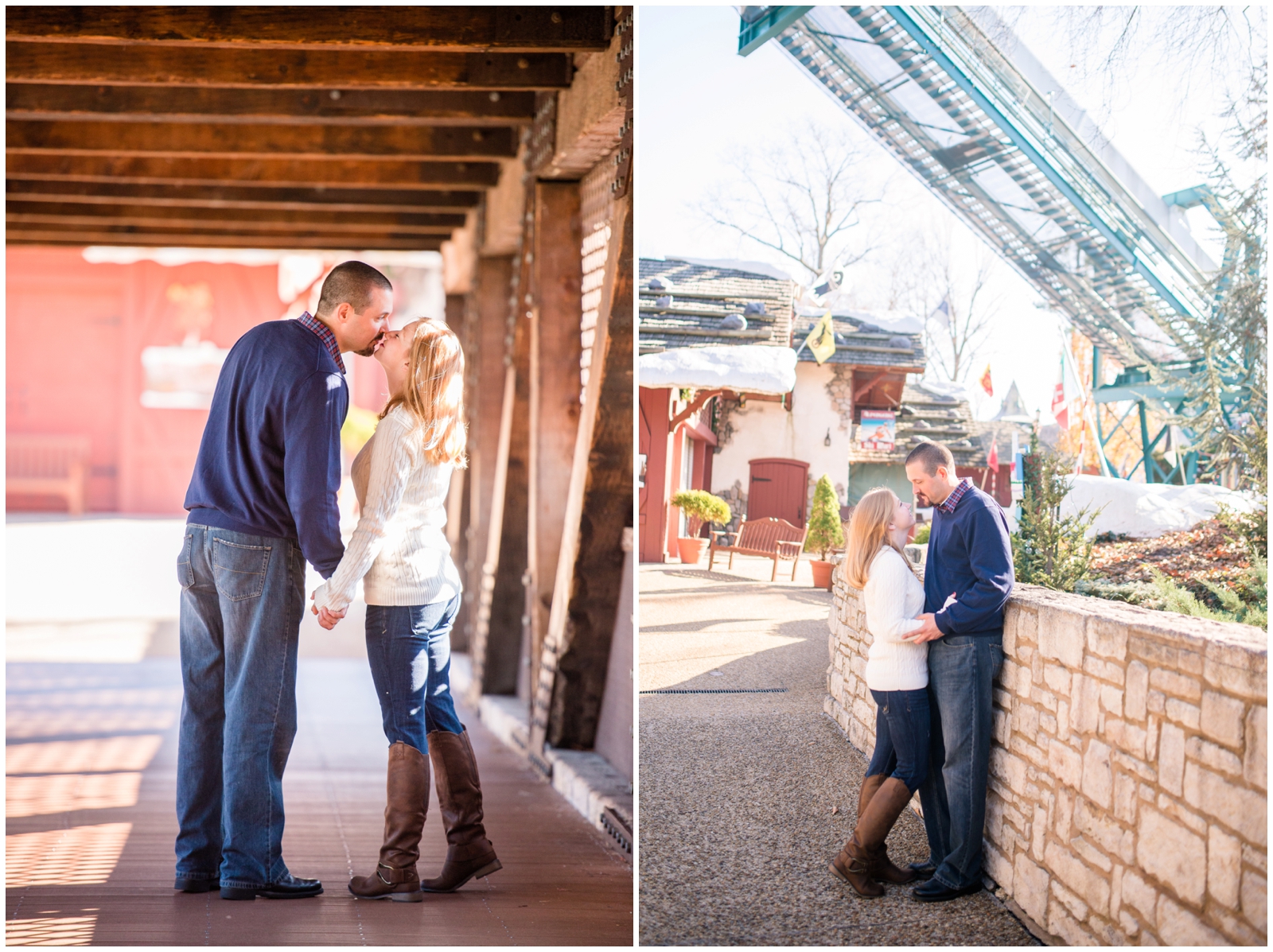 busch gardens williamsburg christmastown virginia engagement pictures