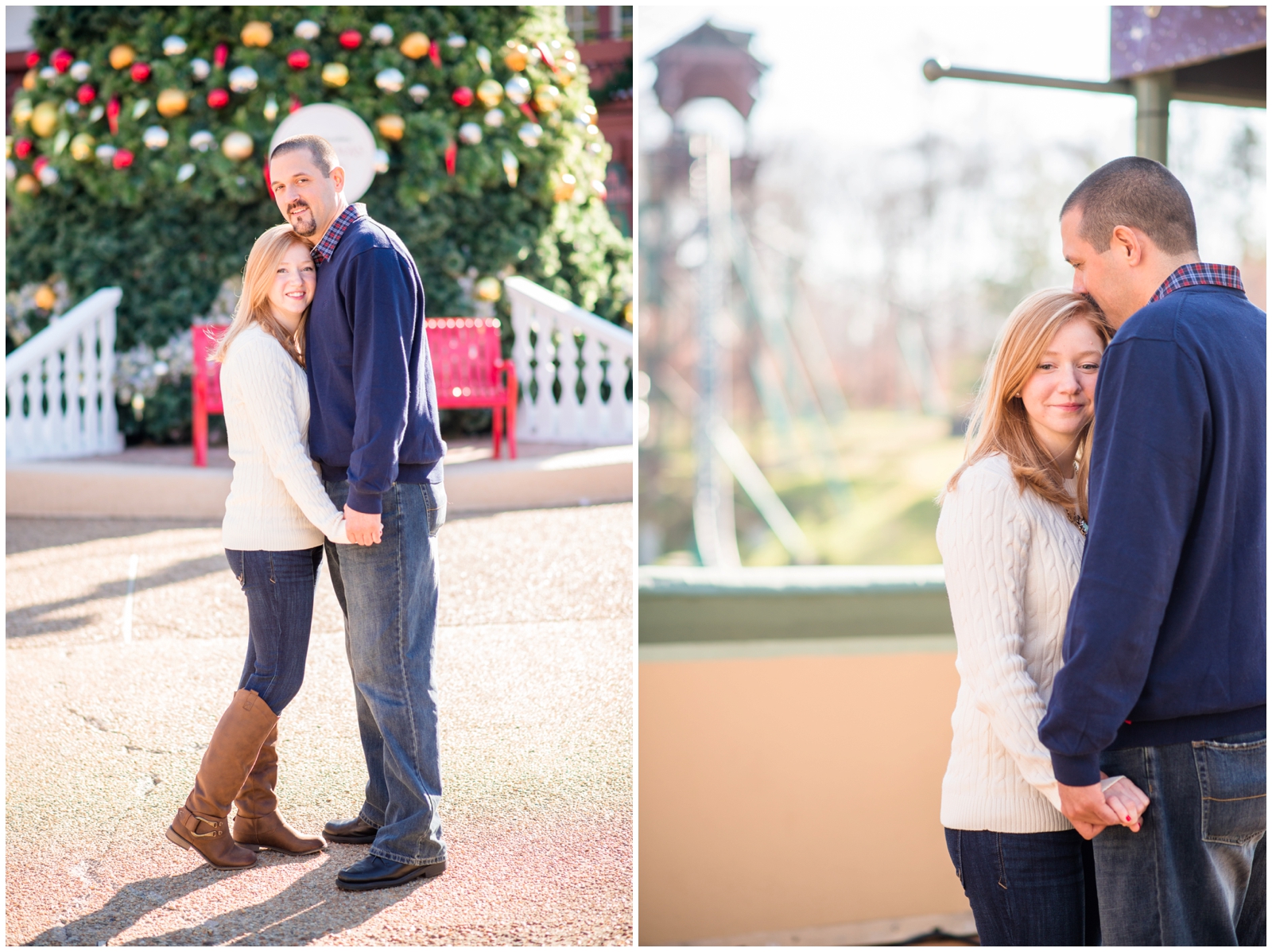 busch gardens williamsburg christmastown virginia engagement pictures