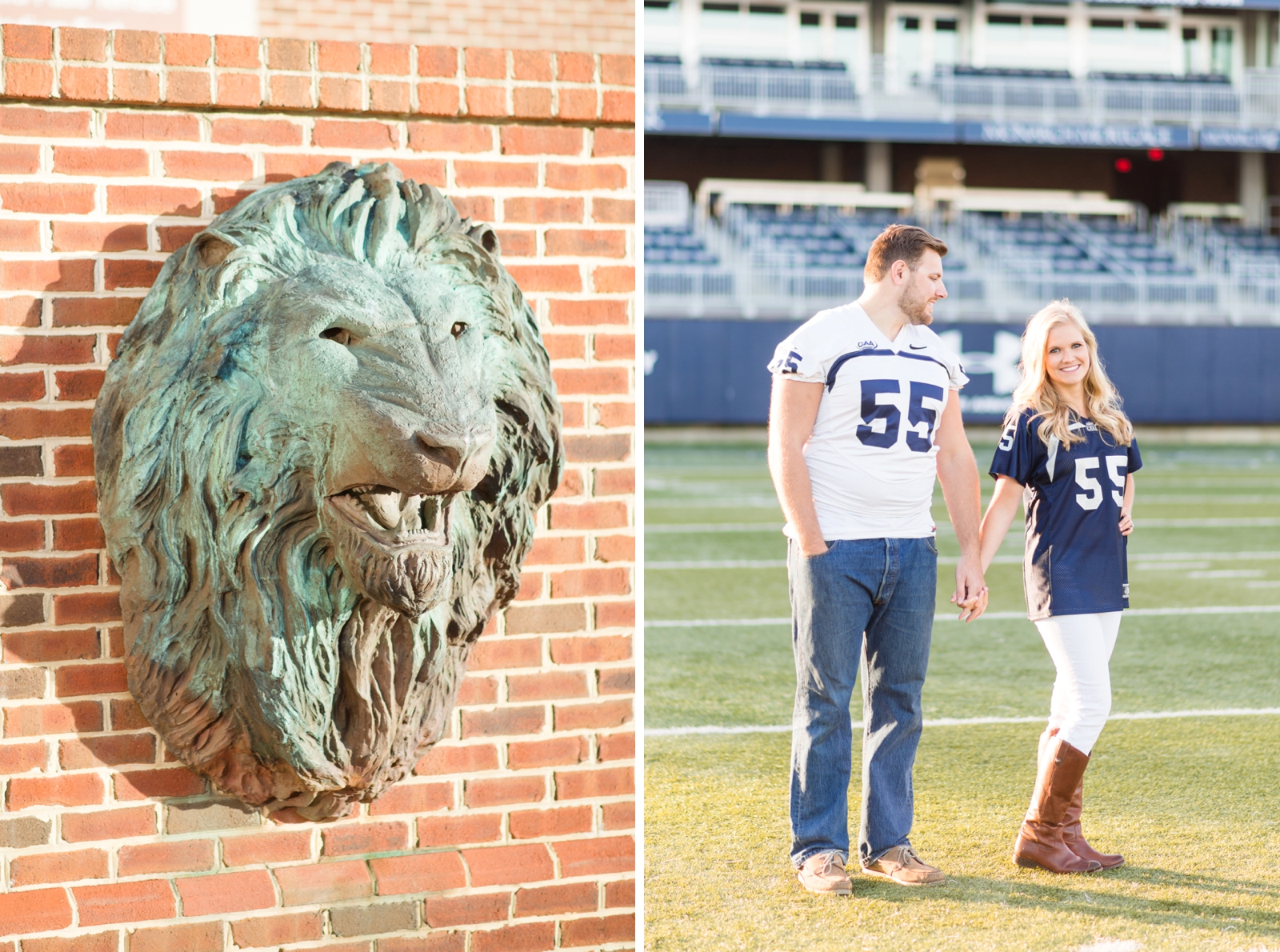 ODU football player and cheerleader stadium engagement session in norfolk virginia