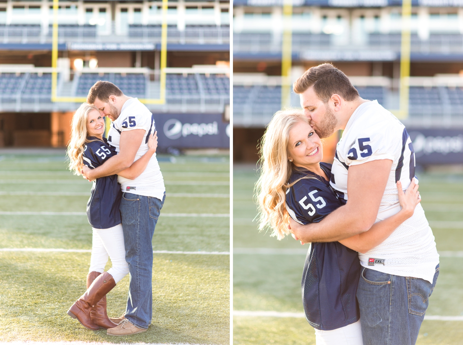 ODU football player and cheerleader stadium engagement session in norfolk virginia