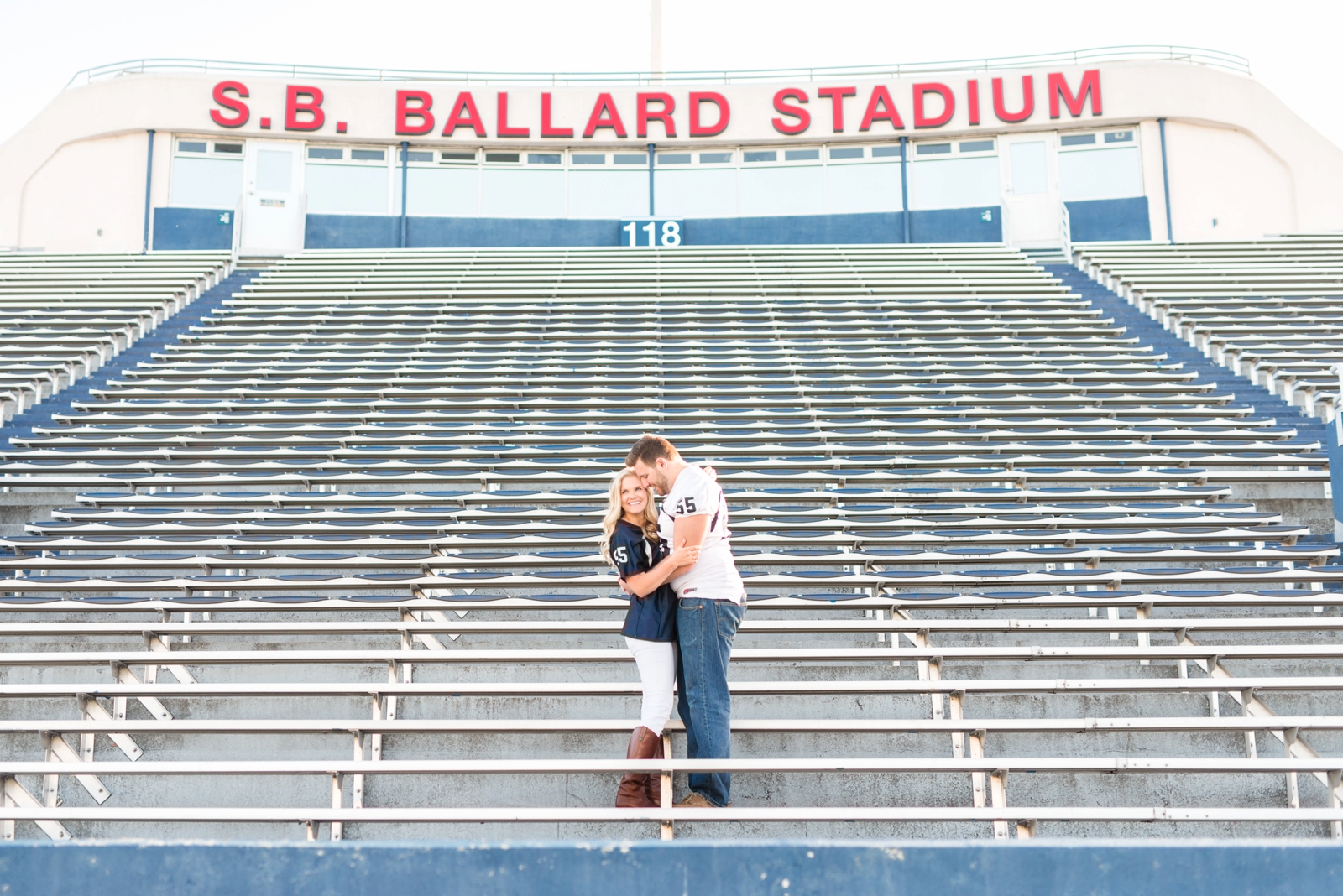 ODU football player and cheerleader stadium engagement session in norfolk virginia