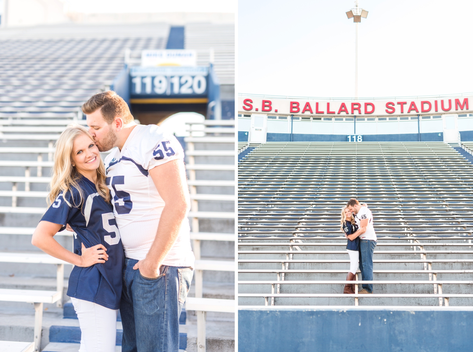 ODU football player and cheerleader stadium engagement session in norfolk virginia