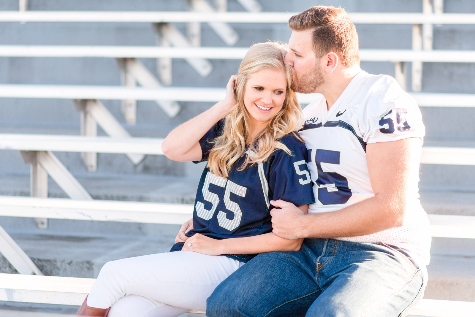 ODU football player and cheerleader stadium engagement session in norfolk virginia