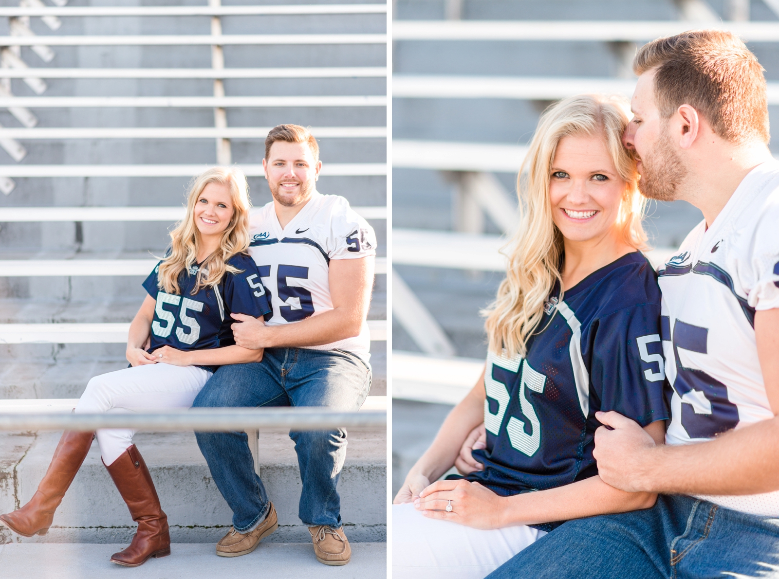 ODU football player and cheerleader stadium engagement session in norfolk virginia