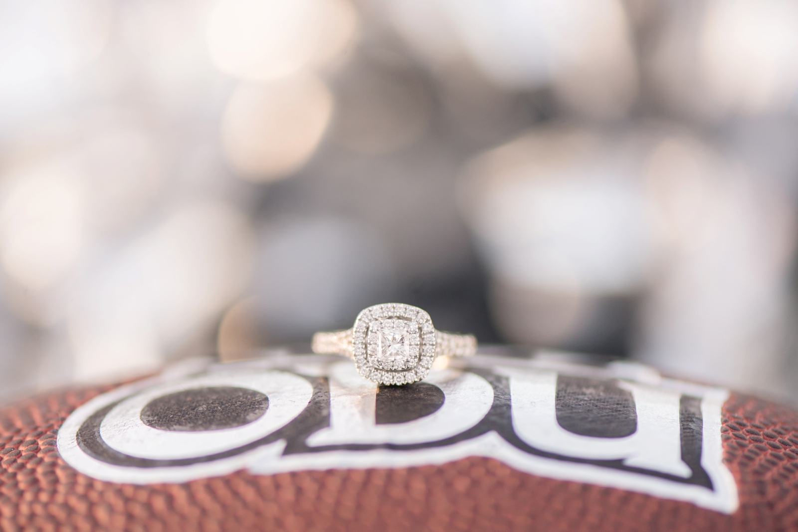 ODU football player and cheerleader stadium engagement session in norfolk virginia