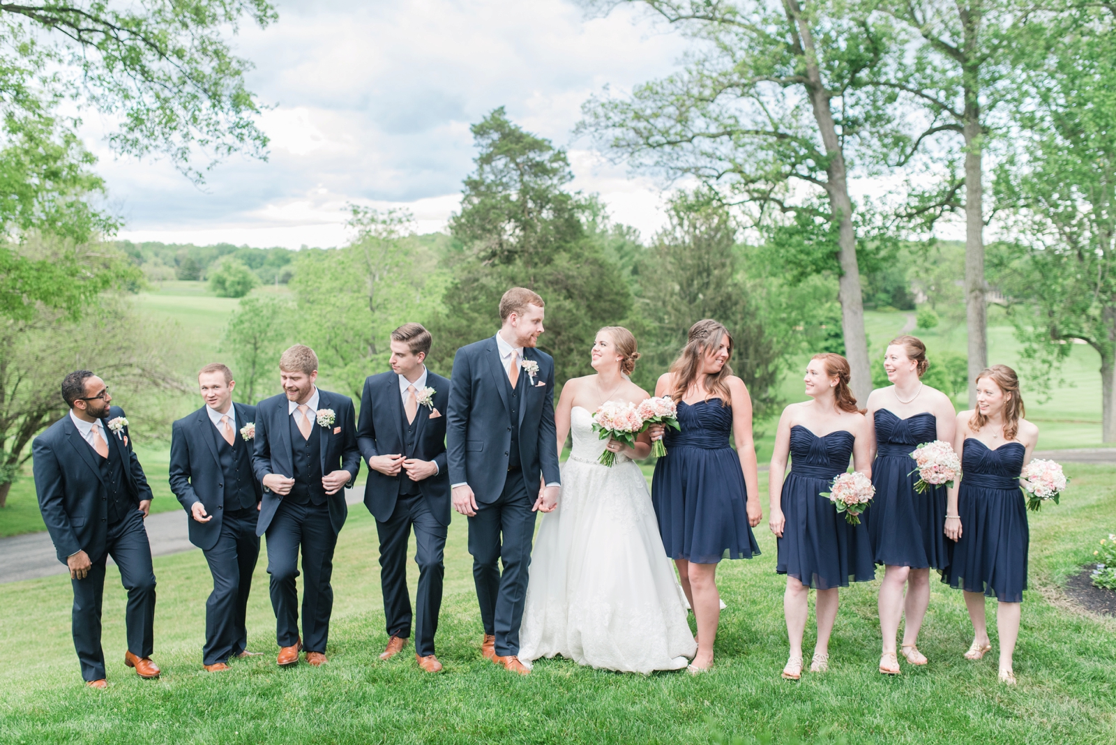 fauquier springs country club warrenton virginia navy and peach spring wedding 