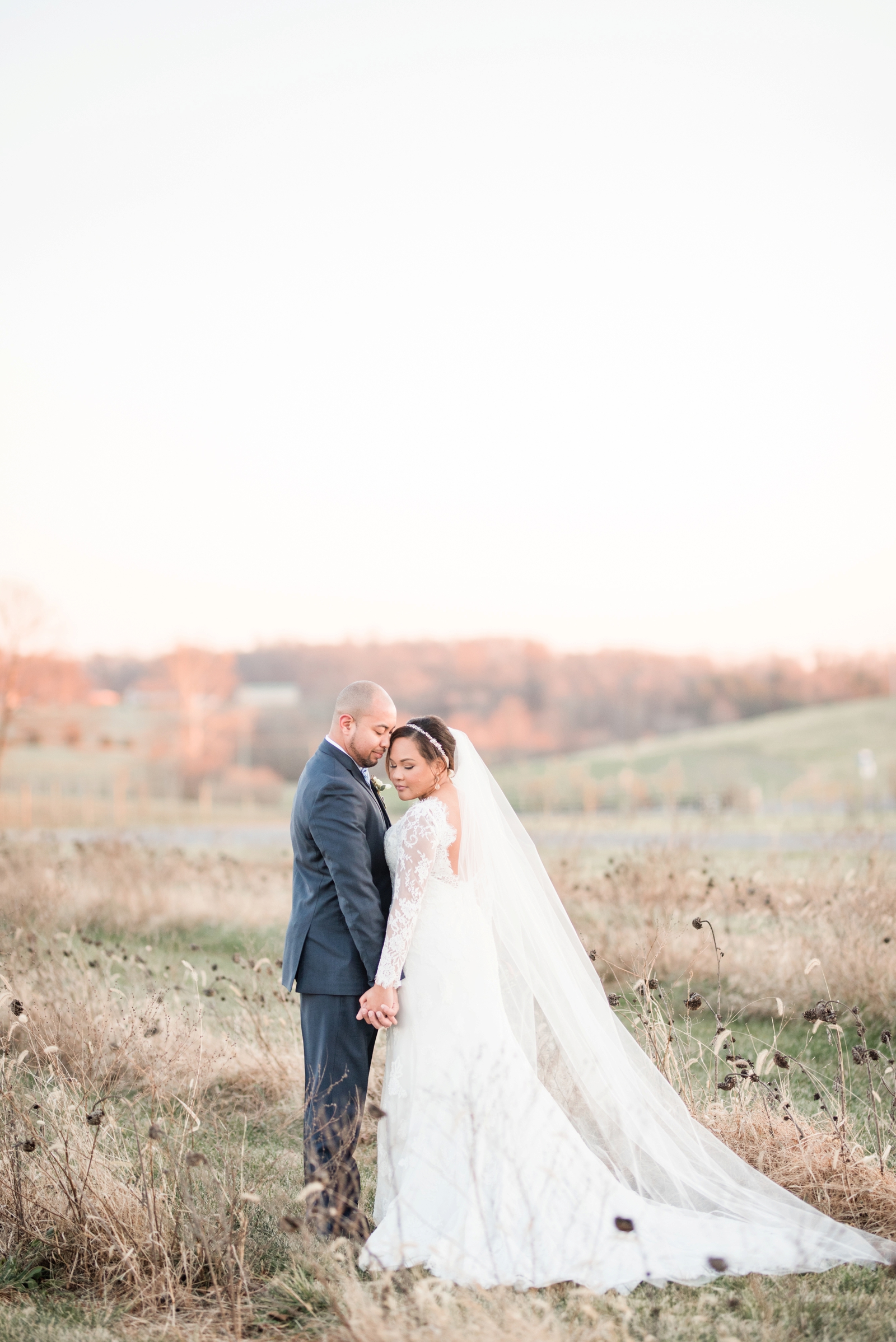 early mountain vineyard charlottesville virginia winter wedding with neutral pastel colors