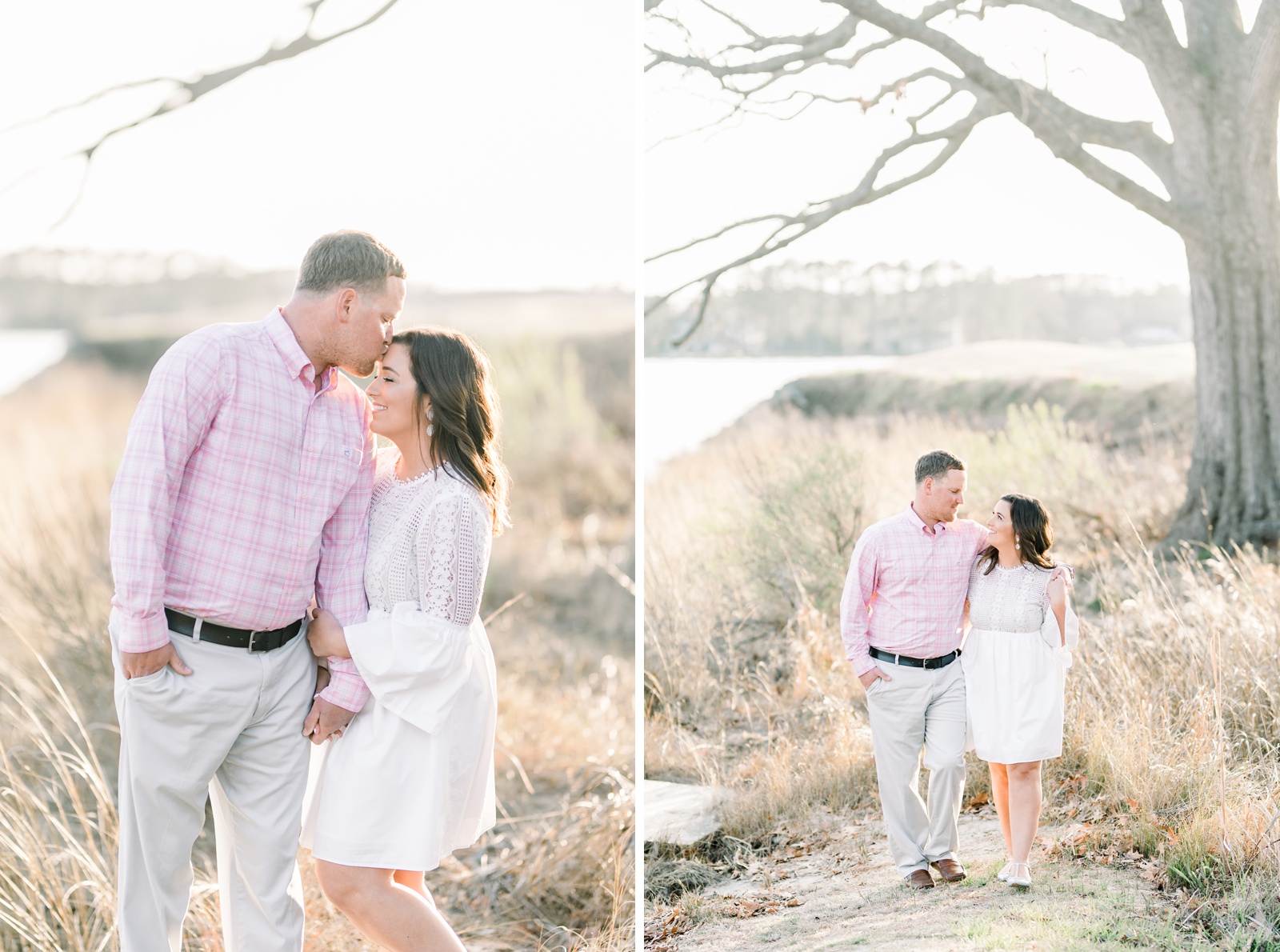 Indian Creek Yacht & Country Club wedding engagement session in Kilmarnock Virginia. Beautiful golden light and spring foliage!